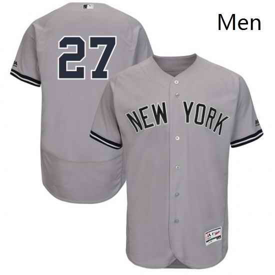 Mens Majestic New York Yankees 27 Giancarlo Stanton Grey Flexbase Authentic Collection MLB Jersey